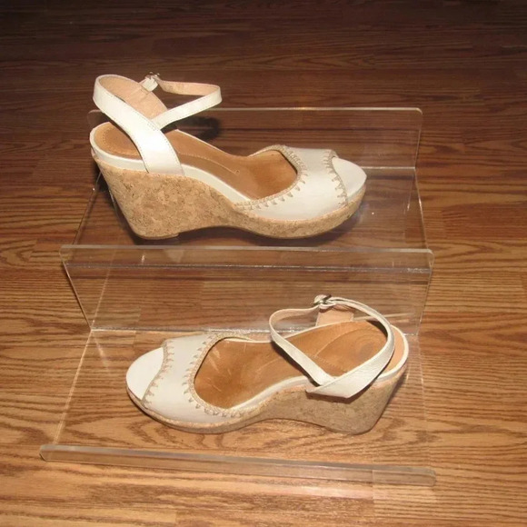 Nurture Shoes - NURTURE Leather Wedge Heel Sandals Ivory Shoes Size 9.5M